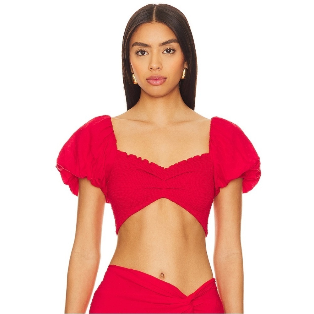 Peixoto Louisa Top In Red Sangria Lotus